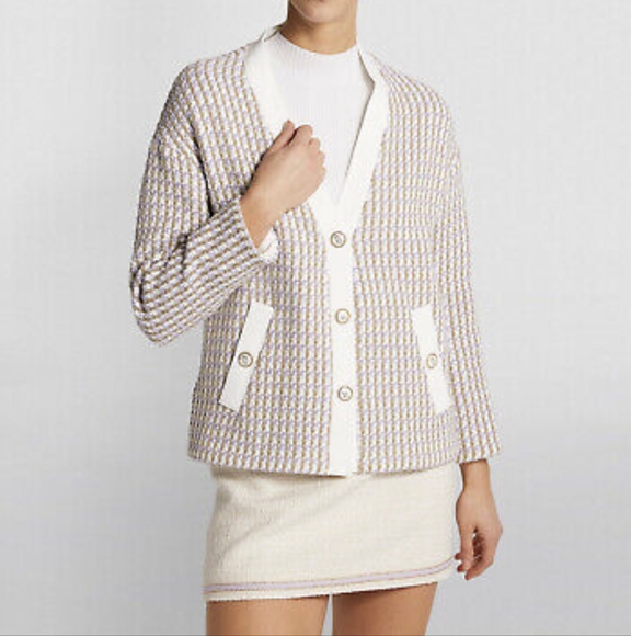 Maje Sweaters - Maje "Vide" tweed cardigan jacket Sz L